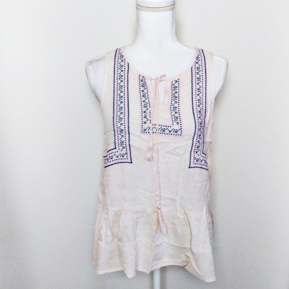 Altar'd State Embroidered Boho Sleeveless Blouse